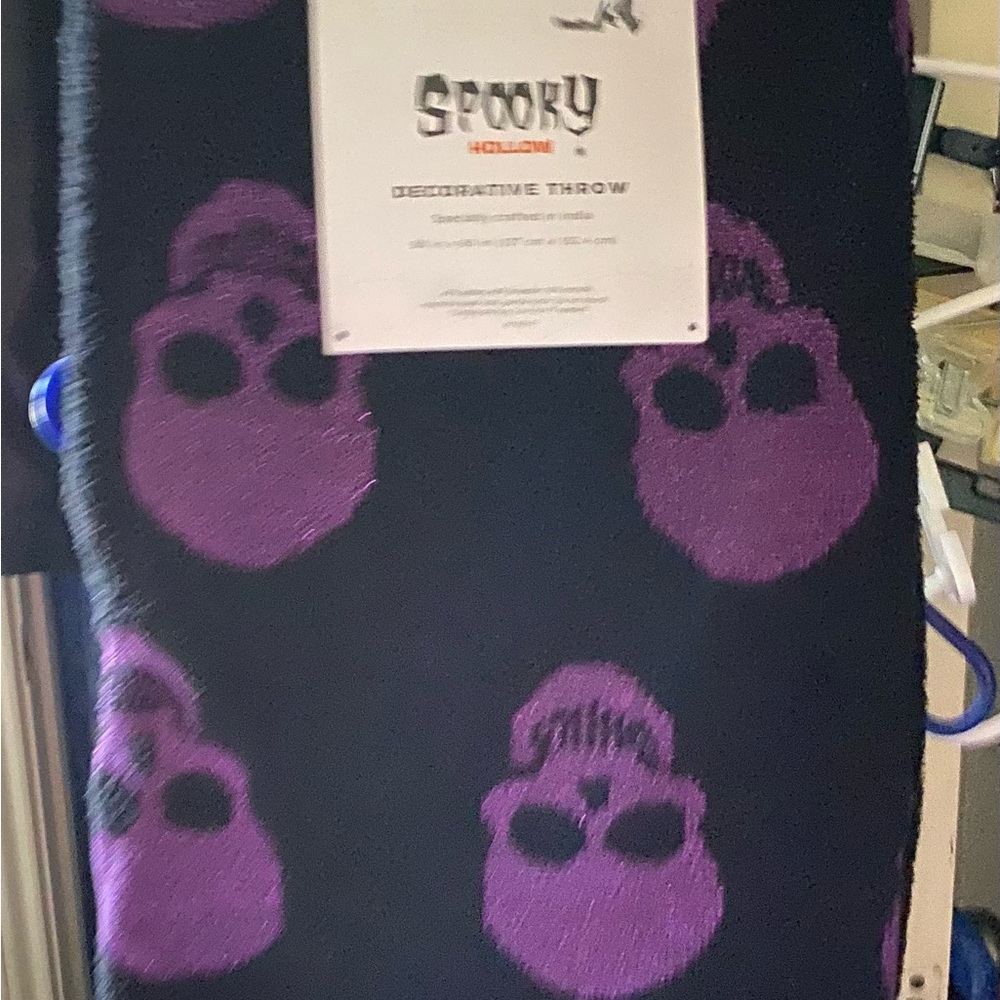 Purple Skull Throw Blanket 50 x 60 NEW Sparkly